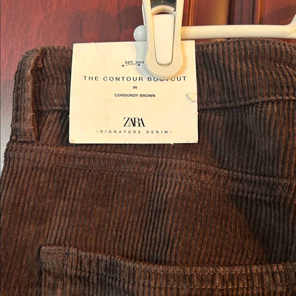 ZARA Mid-rise Corduroy Bootcut Pants in Brown size 8 - Picture 11 of 12